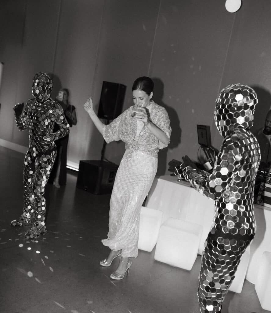 Wedding entertainment disco ball dancers mirror entertainment Arkansas circus arts